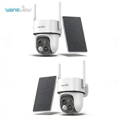 2PCS Wansview 2K FUNK WLAN WIFI IP CAMERA Outdoor AUßEN Solar ÜBERWACHUNGSKAMERA