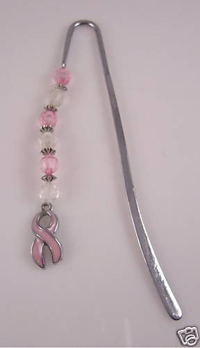 Rosa Band Brustkrebs Lesezeichen Charm Cyrstal Buch - Bild 1 von 1