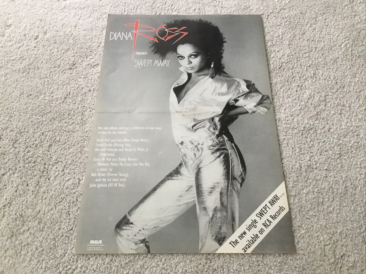 DIANA ROSS 1984 SWEPT AWAY LP ORIGINAL PRINT LARGE PROMO POSTER AD DIANA ROSS 1984 SWEPT AWAY LP ORIGINAL PRINT LARGE PROMO POSTER AD