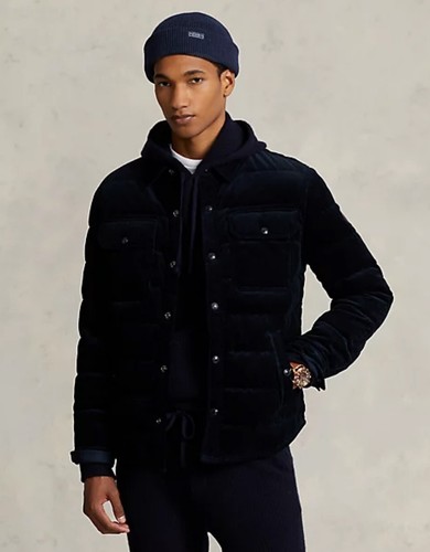 Polo Ralph Lauren Corduroy Beaton Water Repellent Down Jacket Coat Blue 2XL XXL - Picture 10 of 16