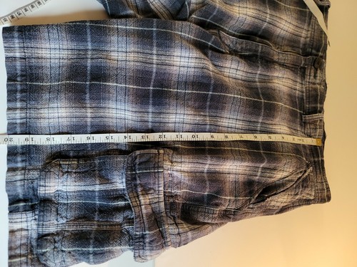 PARADISE COLLECTION Blue Linen/Cotton Cargo Shorts  Men's 42x10 Plaid  - Picture 5 of 12