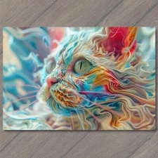 Art Print Cat Surrealism Creepy Crazy Bright Colors Weird Strange Wild Unusual