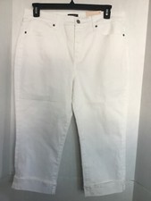 NWT NYDJ Marilyn Capri Jeans White Denim Stretch 16 Straight Cuffed SOILED