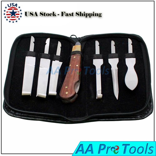 Pro Farrier Hoof Knives Set Kit Veterinary Equine Horse W Leather Pouch Kit - Picture 2 of 3