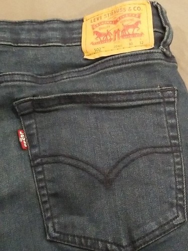 Levis 502 Jeans Boys 20 Regular Act(32×31) Blue Dark Wash Adjustable Waist - Picture 10 of 12