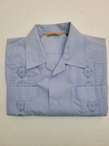 THE HAVANERA CO. MEN’S SHORT SLEEVE CUBAN STYLE 4 POCKET SHIRT SIZE M Blue - Picture 6 of 10