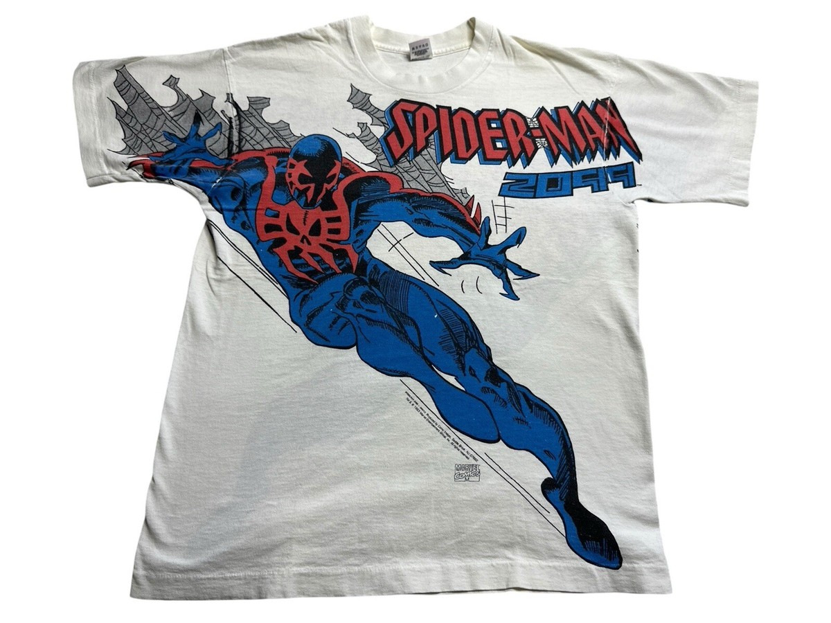 Vintage Marvel Spiderman 2099 Print T-Shirt Size L 1993 Comic 