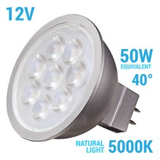 Satco S9499 40 Flood LED 6.5W 50W 12V MR16 2-Pin GU5.3 Silver 5000K Daylight