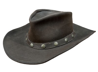 Minnetonka Genuine Leather Cowgirl Hat with Silver Details - Size M The Silverthorne Hat, Minnetonka, Genuine Leather, Small - Etsy main image 3