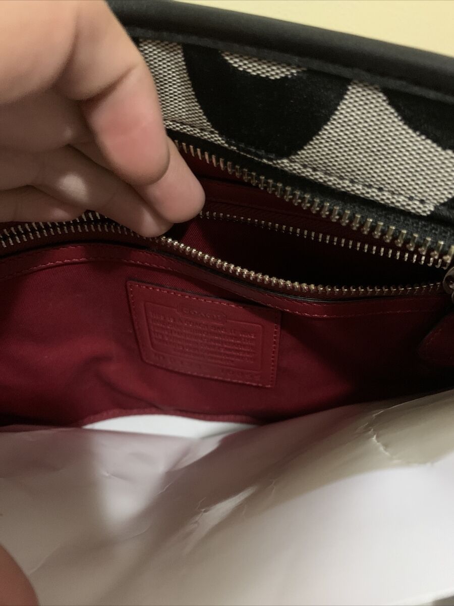 Coach File Signature Handbag F1282-10055 Black Cranberry Coach File Signature Handbag F1282-10055 Black Cranberry