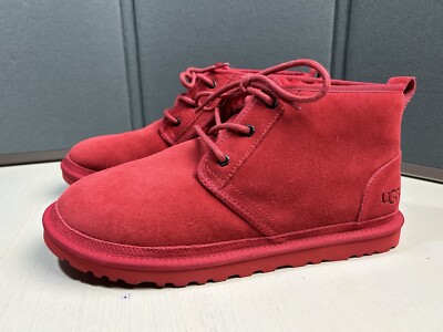 NEW UGG Neumel Men's Size 11 Red Suede Wool Fur Lined Chukka Boots