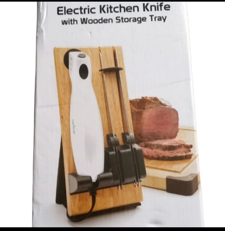 Nutrichef Electric Carving Knife Storage Block, Stainless Steel Blades New