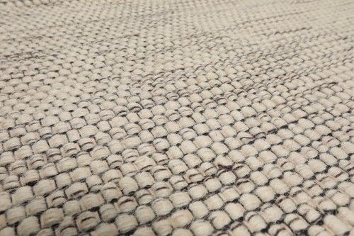 Alfombra LoomBloom 5'3"x7'7" Marfil Tejida a Mano Diseñador Kilim Tejido Plano Lana - Imagen 6 de 7