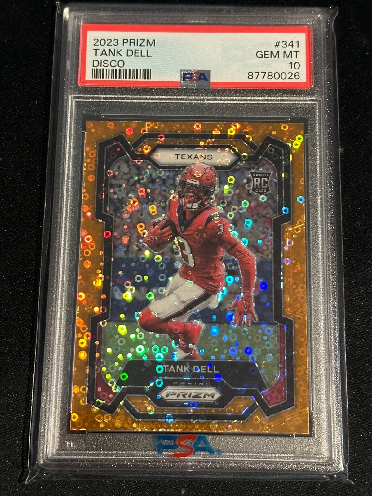 2023 Panini Orange Disco Prizm #341 Tank Dell Texans RC Rookie PSA 10 GEM MINT
