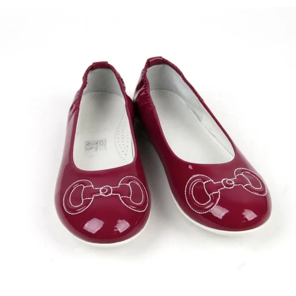 Gucci Kids Magenta Patent Leather Horsebit Stitch Ballet Flat 30/US 12.5 297467 - Image 3 of 4