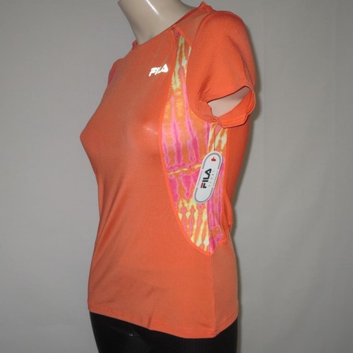 Fila Sport Womens Small Orange Pink Running Active Dri Fit Top Gym Yoga Shirt - Picture 12 of 12