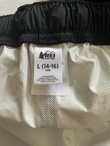 REI Co Op Boys Youth Size L 14-16 Wind Rain Pants Black Nylon Ankle Zip - Picture 6 of 12