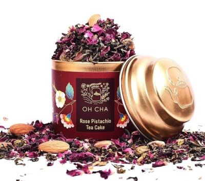 OH CHA - Rose Tea Pistachio Rose Green Tea with Kashmiri Saffron, Sun-dried 35g.