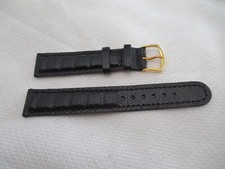 genuine lizard watchstrap watch band strap 18mm black gold lines