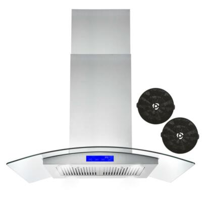 Island Range Hood Cosmo 36 in. Ductless Stainless Steel LED Carbon Filter Kit