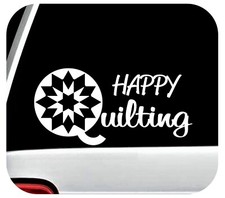 Happy Quilting Sewing Machine Quilter Quilt Block Decal Sticker for BG 934