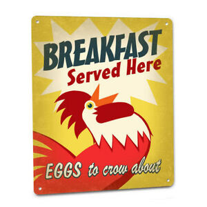 Diner Rooster SIGN Red Chicken Crow Eggs Bacon Breakfast Vintage ...