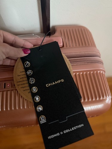 $450 CHAMPS 24" Iconic II Hardside Luggage Check In Pink Suitcase Tsa Lock - Picture 6 of 10