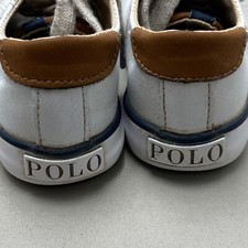 Ralph Lauren Polo Kids Sneakers Size 7 White Embroidered Pony Low Top Lace Up