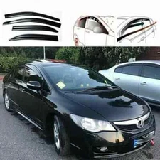 For Honda Civic 2006-12 Smoke Trim 3D Wavy Window Visor Fit Outside Mount Style