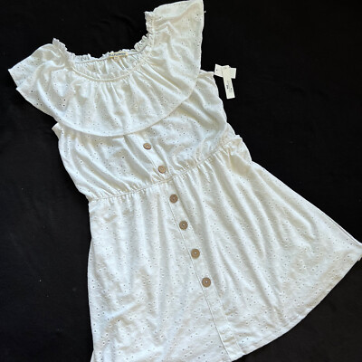 Wallflower Women's 1X White Knee Length Eyelet Button Ruffle Casual Dress  NWT | eBay