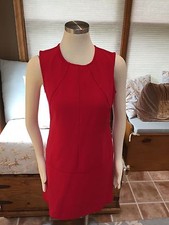 Ann Taylor Loft Red Seamed Shift Dress 2 Excellent