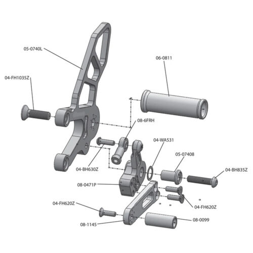 APRILIA 2011-2016 RSV4 WOODCRAFT RACING REARSETS / FOOTPEG KIT - STANDARD SHIFT - Foto 2 di 7