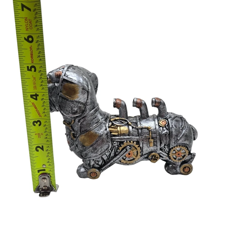 Mecánico Punk Dachshund Perro Animal Estatua Resina Diseño Industrial Adorno Foto 3 de 4