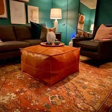 Aamazing Real Leather Pouffe Ottoman 30''Unstuffed Genuine Moroccan Footrest