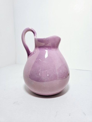 Vintage Czechoslovakian Pottery Glazed Iridescent Pink 5" Mini Pitcher Vase - Picture 2 of 8