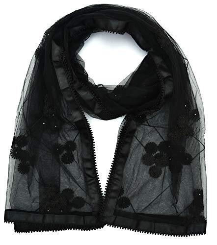 Embroidery Net Floral Dupatta For Women Indian Stole Hijab Scarf Wrap Chunni - Picture 12 of 44