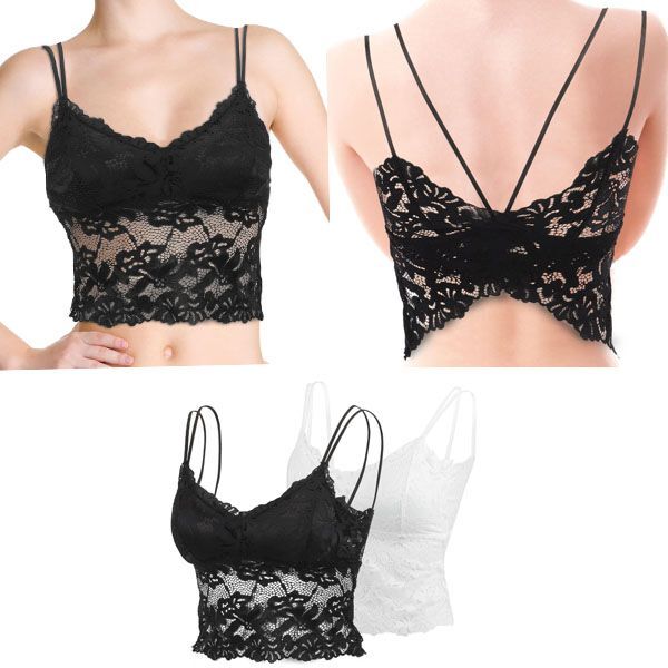 Womens Sexy Bustier Sheer Floral Lace Camisole V Neck Tank
