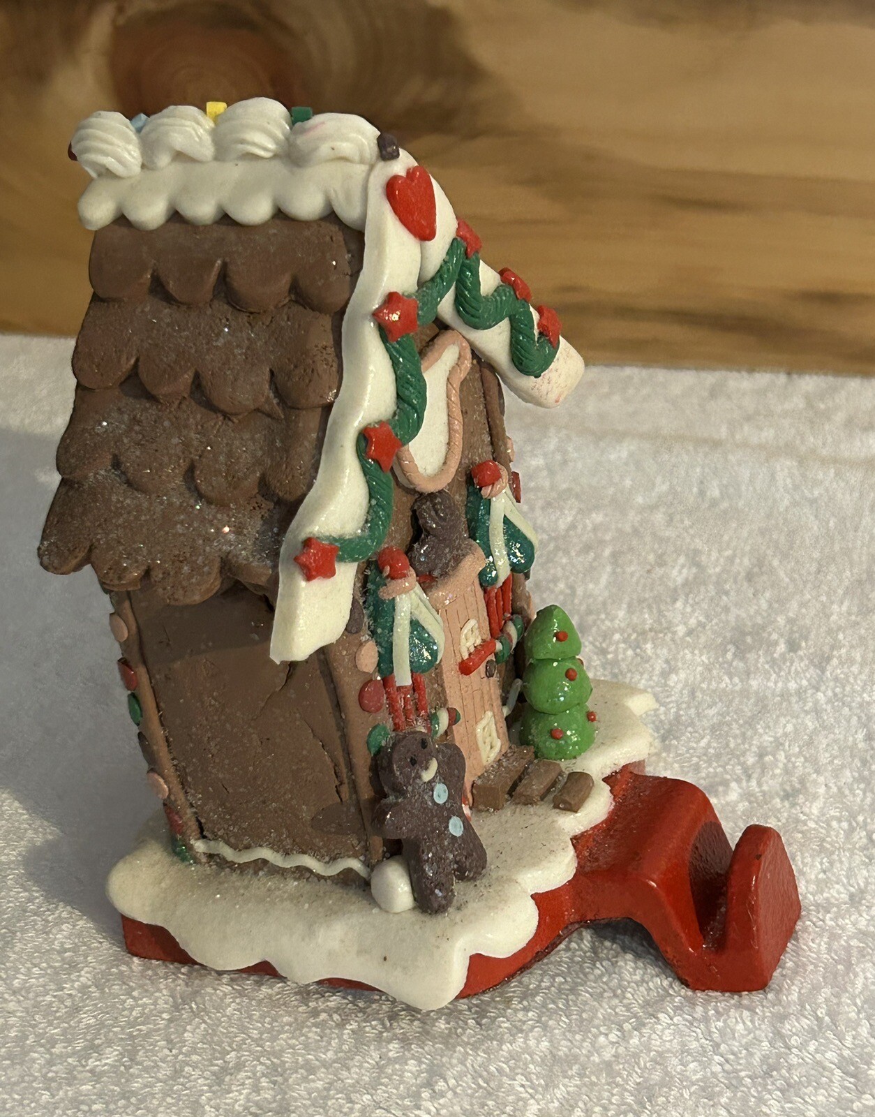 KURT ADLER GINGERBREAD HOUSE CHRISTMAS STOCKING HOLDER CLAYDOUGH/CAST