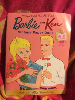 VINTAGE UNCUT ORIGINAL SIZE 1963 BRUNETTE BARBIE PAPER DOLLS~#1 REPRO~NOSTALGIC!