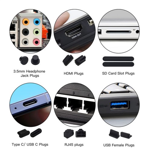 16PCS USB-C Plugs Couvercle / Capuchon PC Portable Ordinateur Portable Ordinateur Port Cover - Photo 5 sur 15