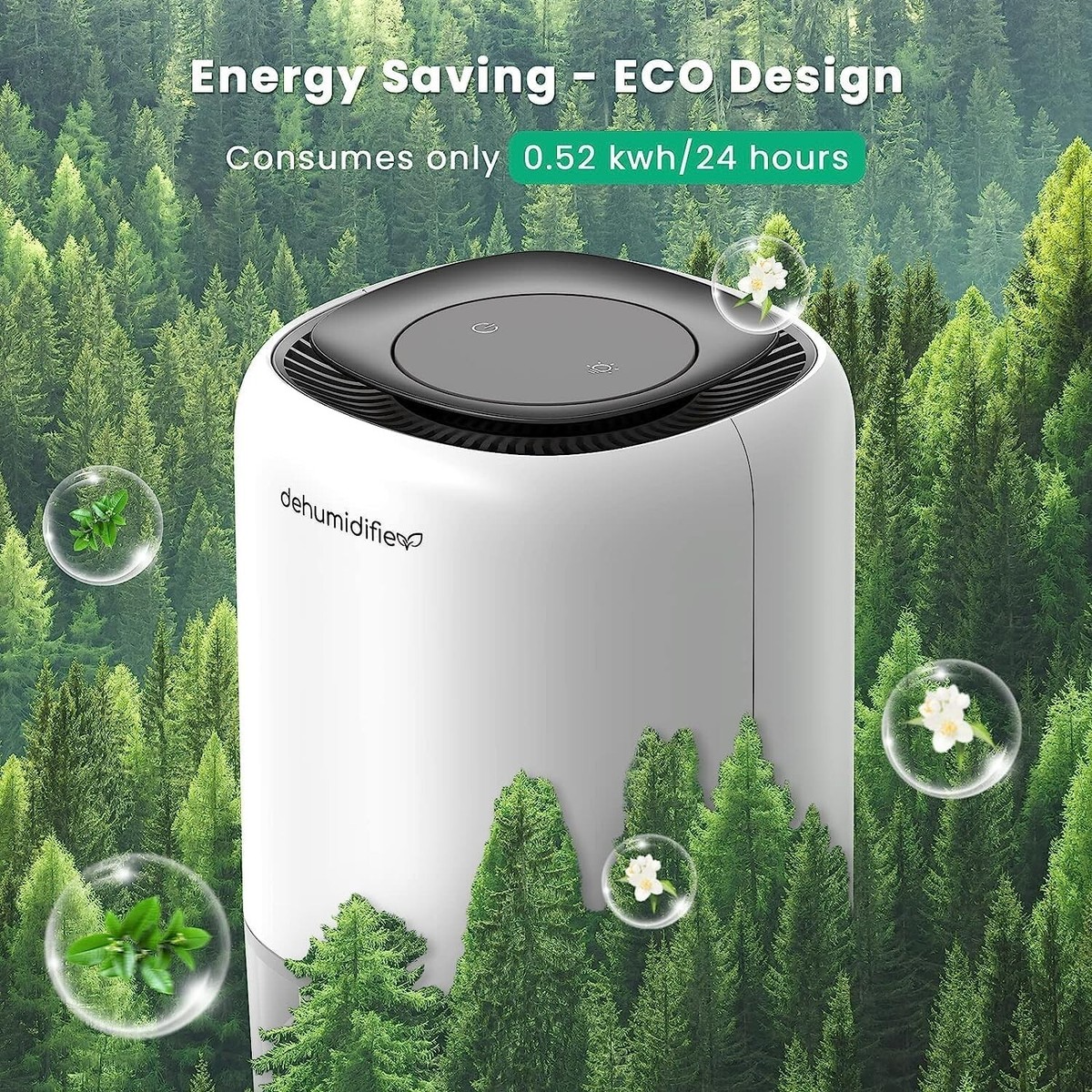 Dehumidifier for Bathroom with 50OZ Watertank, 7 Color LED Light