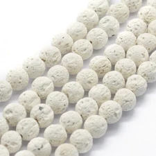 10 White Lava Beads 8mm Natural Stone Round Circle Bumpy Jewelry Supplies