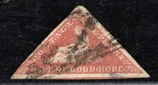South Africa COGH *CAPE TRIANGULAR* SG5 1d Brick-Red/Cream Used Cat £900 XBLUE36