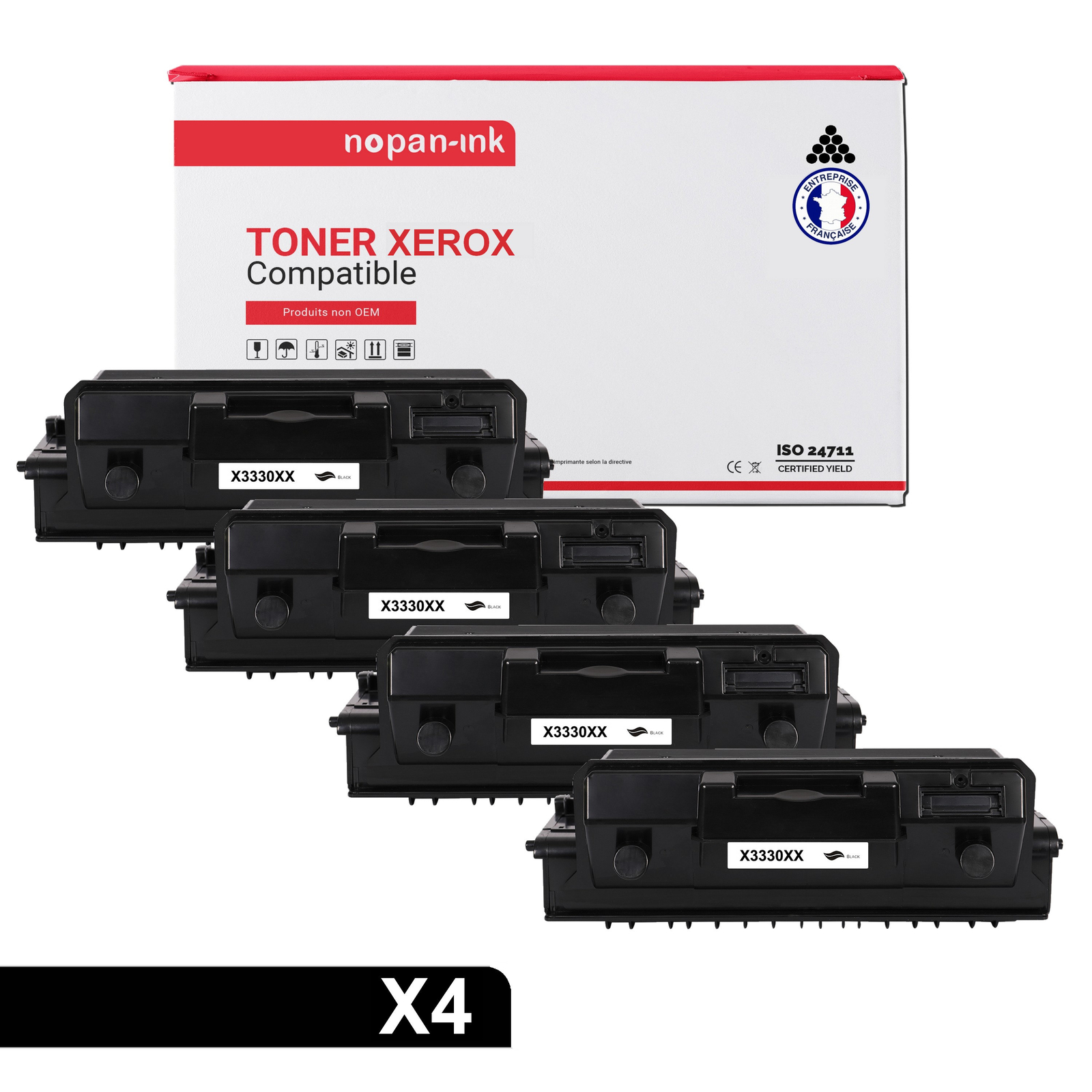 Toner Xerox 106R03624 noir haute capacité NOPAN-INK compatible pack de 4 pièces