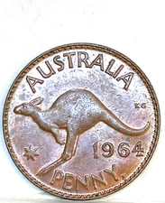 AUSTRALIA 1964 Y.  PENNY AMAZING COLOUR AND DETAIL IN  CHOICE UNC GEM