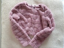 Orsay Faux Fur Cropped Jacket In Mauve/purple Colour Bn