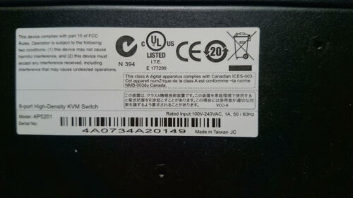 APC (AP5201) 8-Port KVM switch PS/2 stackable - Picture 3 of 3