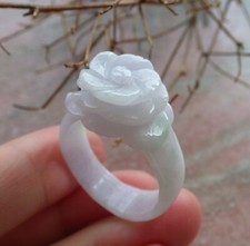 Certified Green 100 Natural A JADE Jadeite Rose Flower RING USA 11.75    537280