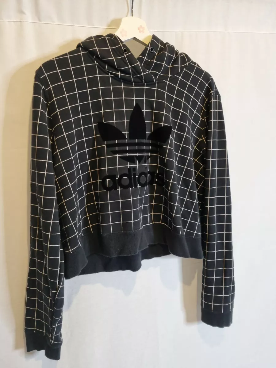 Checkered cropped hoodie clearance
