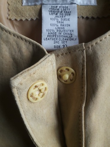 Lew Magram Collection Vintage Women's 100% Suede Light Yellow Jacket Sz 10 - Picture 9 of 10